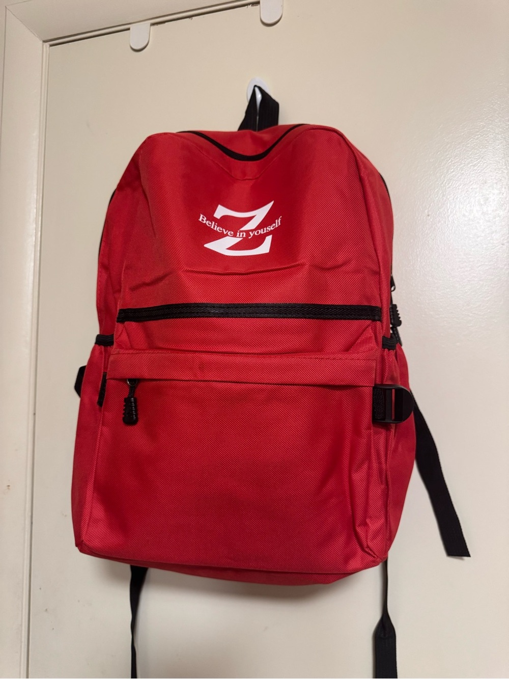 Red 'Believe in yourself' Z Logo Backpack - Men's Everyday Bag